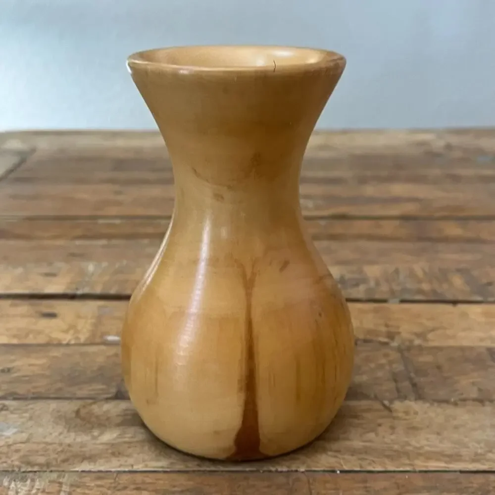Vintage Small Hand-Spun Aspen Wood Mini Vase 5.75
